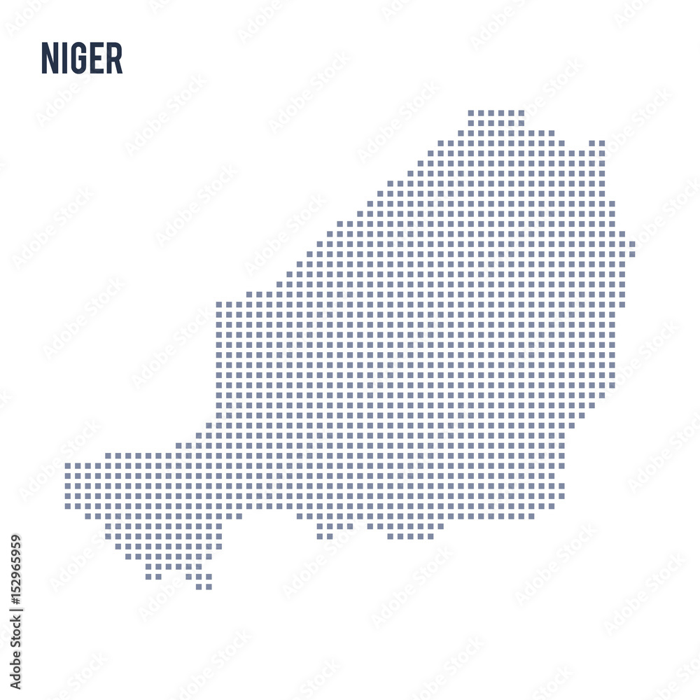 Vector pixel map of Niger isolated on white background