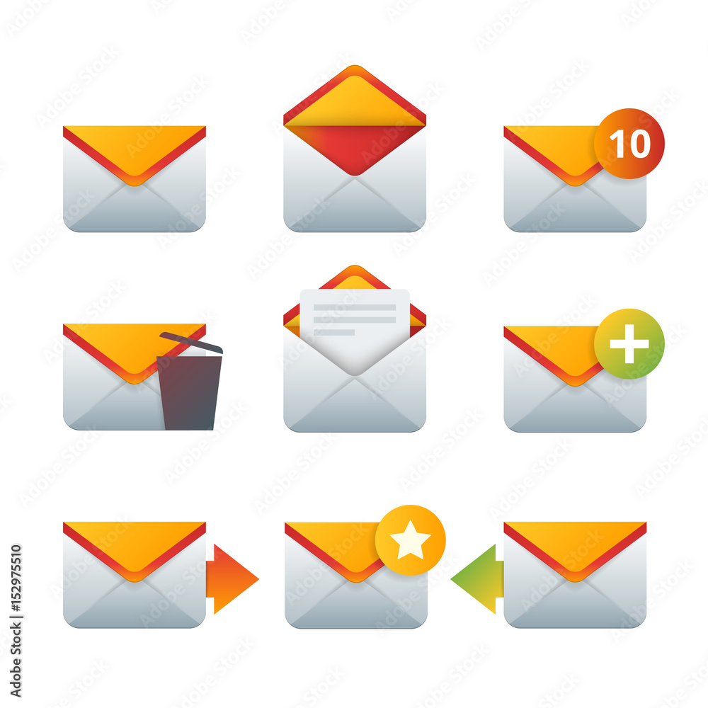 Envelope vector icon set. Material design Envelope vector icon set. Material design