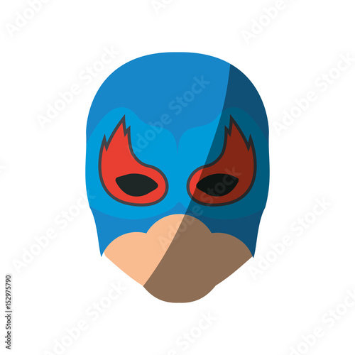 colorful silhouette with faceless man superhero masked with flame around the eyes and without contour and shading vector illustration