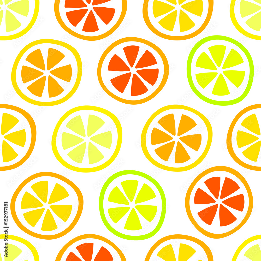 Citrus fruit seamless pattern, lemon grapefuit orange slices, vector Citrus fruit seamless pattern, lemon grapefuit orange slices, vector