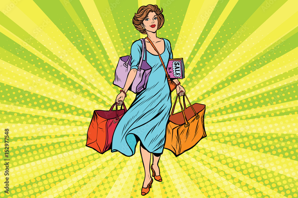 Obraz premium Woman with empty shopping bags