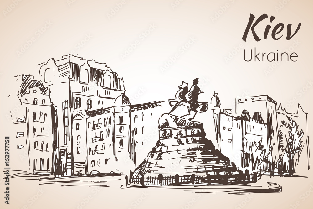 Fototapeta premium Monument of Bogdan Khmelnickiy.