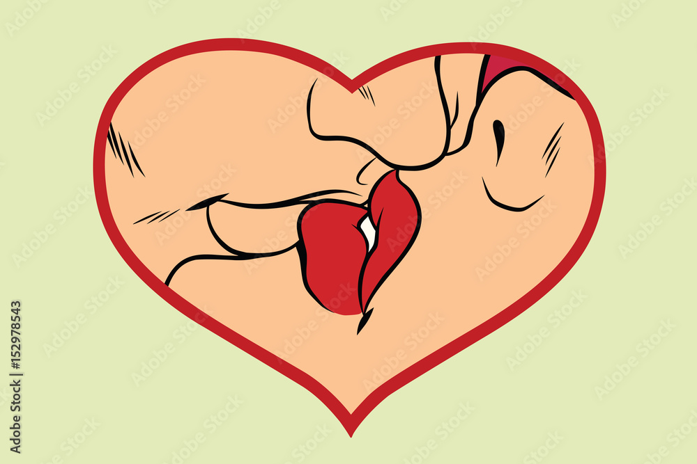 Man and woman kissing, love heart Man and woman kissing, love heart