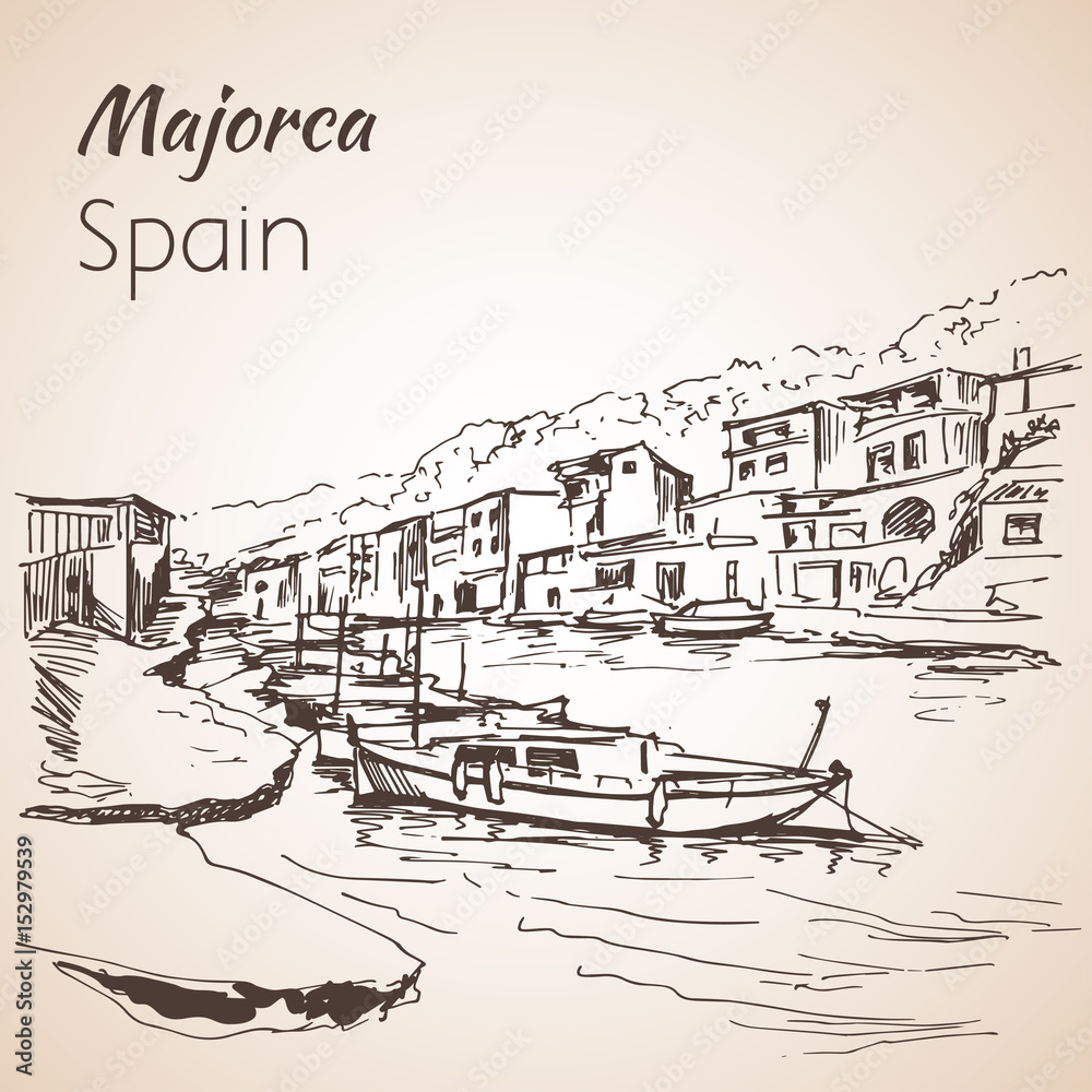 Majorca island sketch. Sketch.