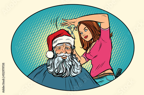 Santa Claus at the Barber