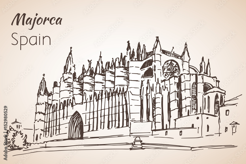 Palma Cathedral Le Seu. Sketch