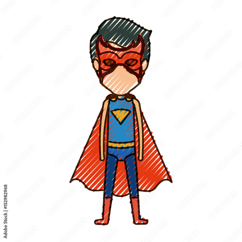 colored pencil silhouette with standing faceless young superhero vector illustration colored pencil silhouette with standing faceless young superhero vector illustration