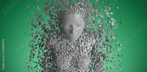 Composite image of composite gray pixelated 3d female