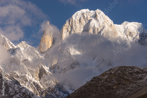 Lady Finger and Ultar Sar peak at Hunza valley in a morning, Gilgit Baltistan, Pakistan © skazzjy