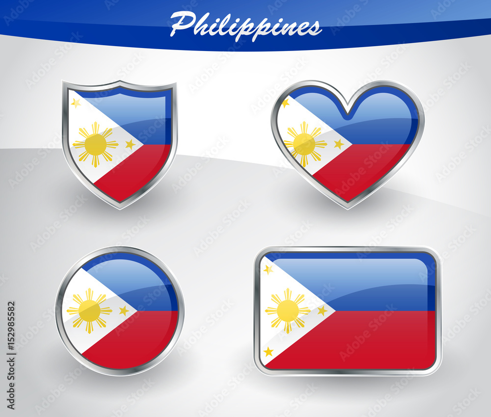 Fototapeta premium Glossy Philippines flag icon set