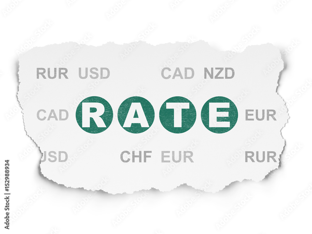 Money concept: Rate on Torn Paper background Money concept: Rate on Torn Paper background