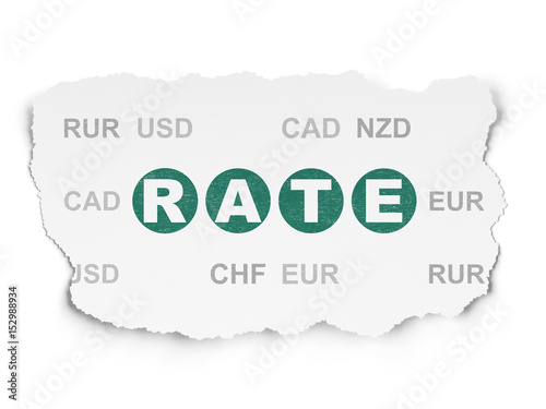 Money concept: Rate on Torn Paper background