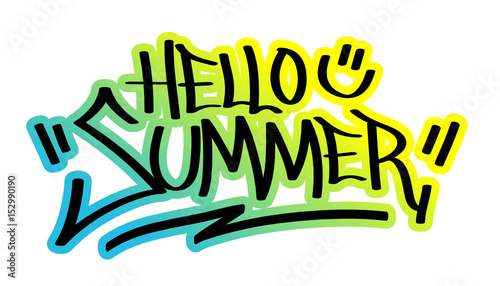 HELLO SUMMER Vector Graffiti Tag with Summer Colours Outline