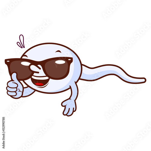 Sperm cartoon with sunglasses. Vector illustration