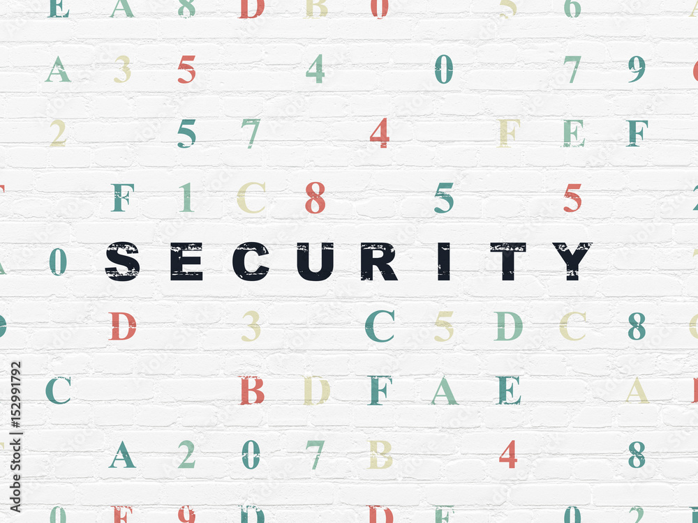 Protection concept: Security on wall background Protection concept: Security on wall background
