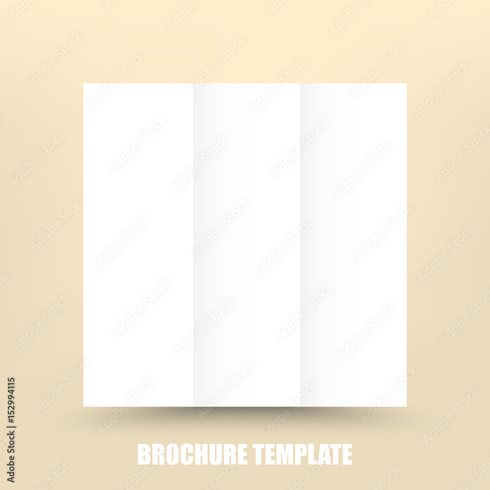 Blank tri-fold paper brochure design template with soft shadows Blank tri-fold paper brochure design template with soft shadows