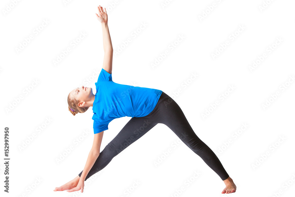 beautiful woman doing yoguna white background beautiful woman doing yoguna white background
