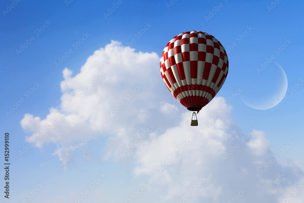 Fototapeta premium Aerostat flying above clouds