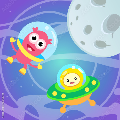 Funny bright cartoon aliens.