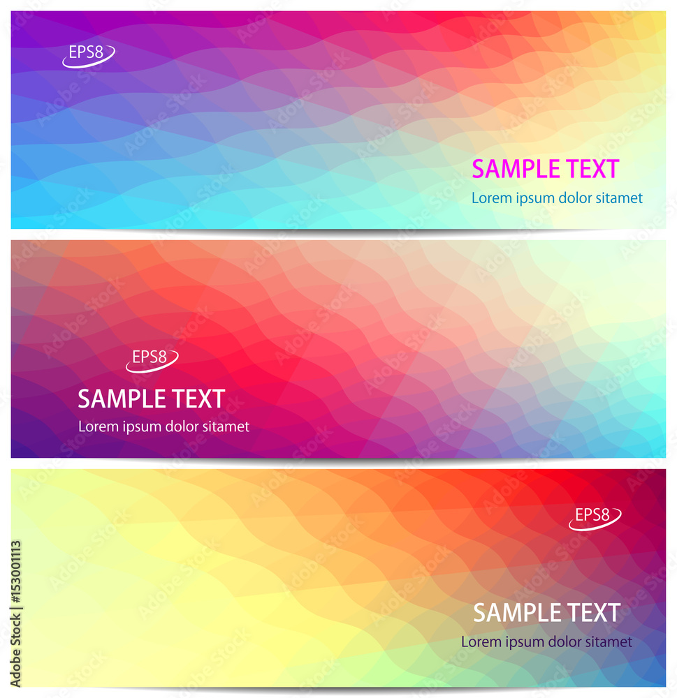 Set of Vibrant Wavy Banners. Modern Vector Illustration without Transparency.