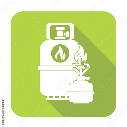Camping stove with gas bottle icon