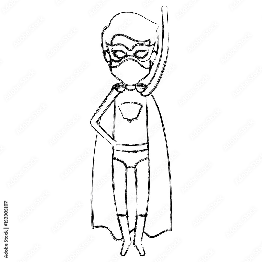 monochrome blurred contour faceless of superhero guy flying with arm up vector illustration monochrome blurred contour faceless of superhero guy flying with arm up vector illustration