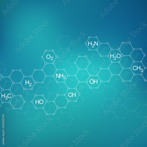 Hexagonal molecule. Genetic and chemical compounds. Illustration