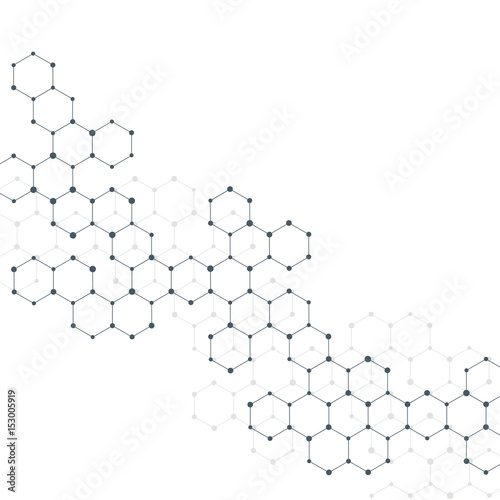Illustration hexagonal structure molecule dna of neurons system, genetic and chemical compounds