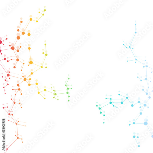Illustration structure molecule dna and neurons, connected lines with dots, genetic and chemical compounds