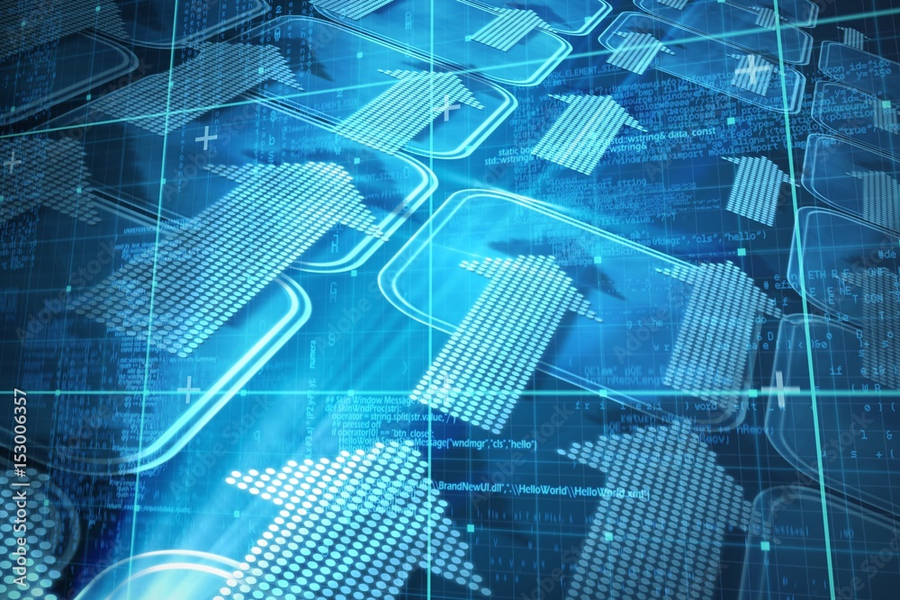 Obraz premium Composite image of blue matrix and codes