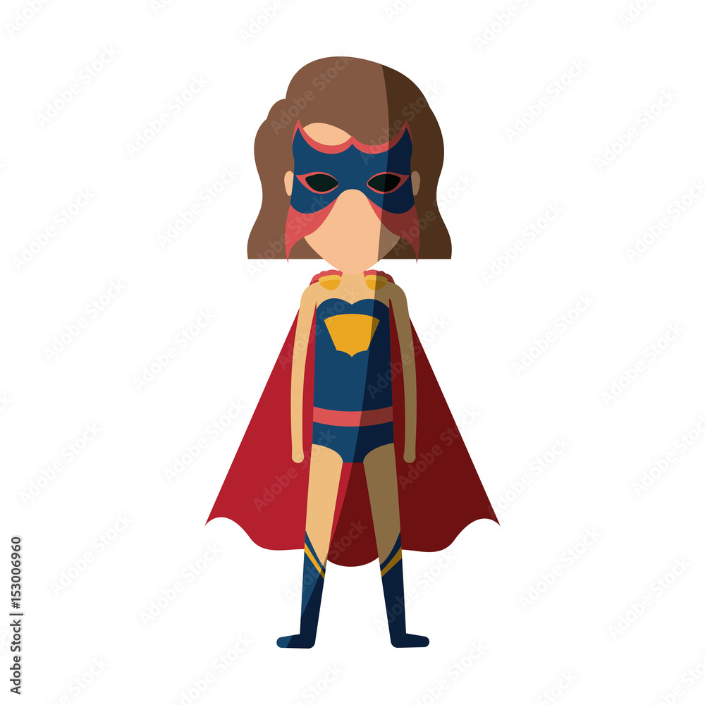 colorful silhouette with faceless standing girl superhero with short hair and without contour vector illustration colorful silhouette with faceless standing girl superhero with short hair and without contour vector illustration