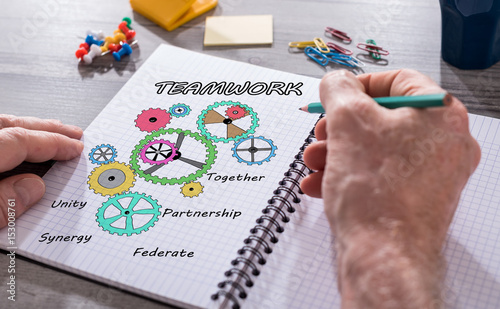 Teamwork concept on a notepad photo