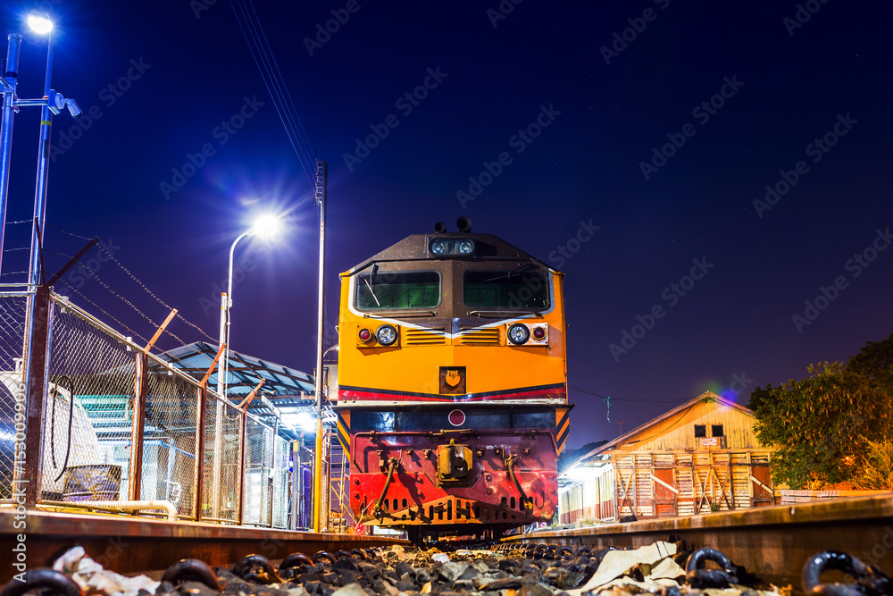 Train and head machine in the night
