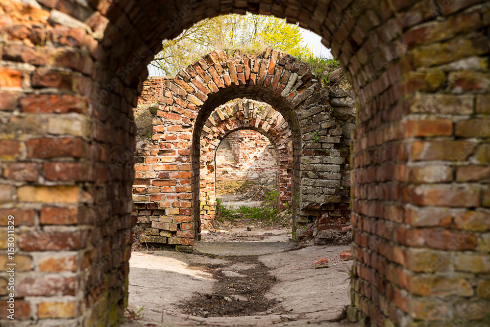 Maze ruins arched passage old building made of bricks