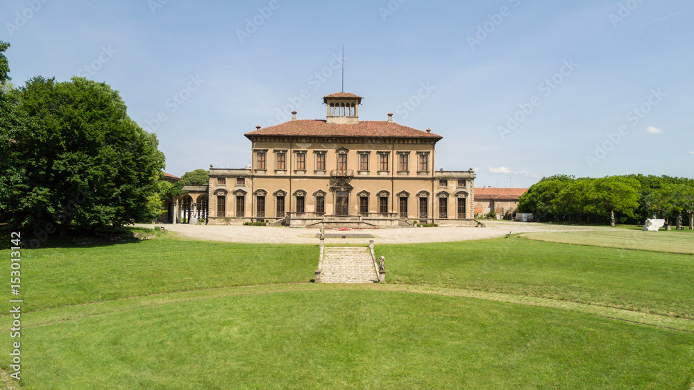 Villa Bagatti Valsecchi, villa, vista aerea, ottocento, villa italiana, Varedo, Monza Brianza, Lombardia Italia