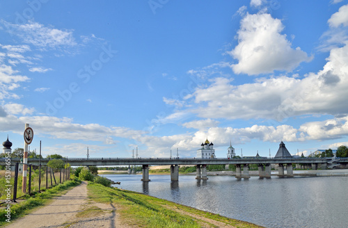 The river view Great, Olginsky bridge and the Trinity Cathedral