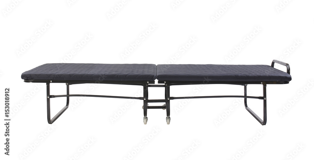 Folding bed with wheels isolated on white background Folding bed with wheels isolated on white background
