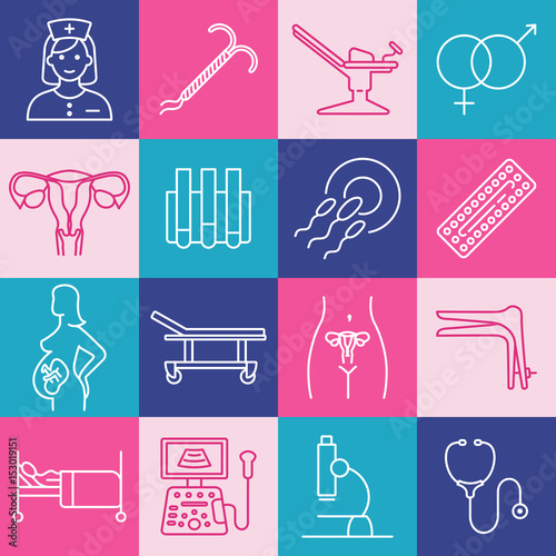 Vector gynecology symbols icon set.