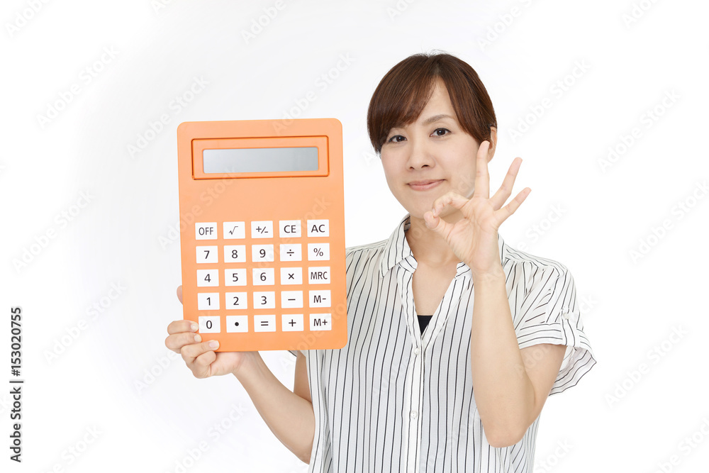 計算機を持つ女性 計算機を持つ女性
