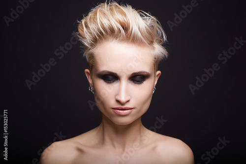 beautiful blond woman with short hair