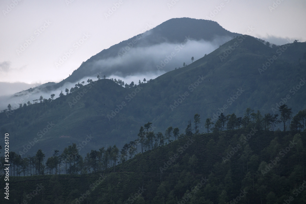 Three layers of mountains in the mist, Ella, Sri Lanka