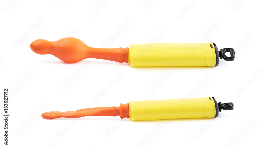 Plastic balloon blowing pump isolated Plastic balloon blowing pump isolated