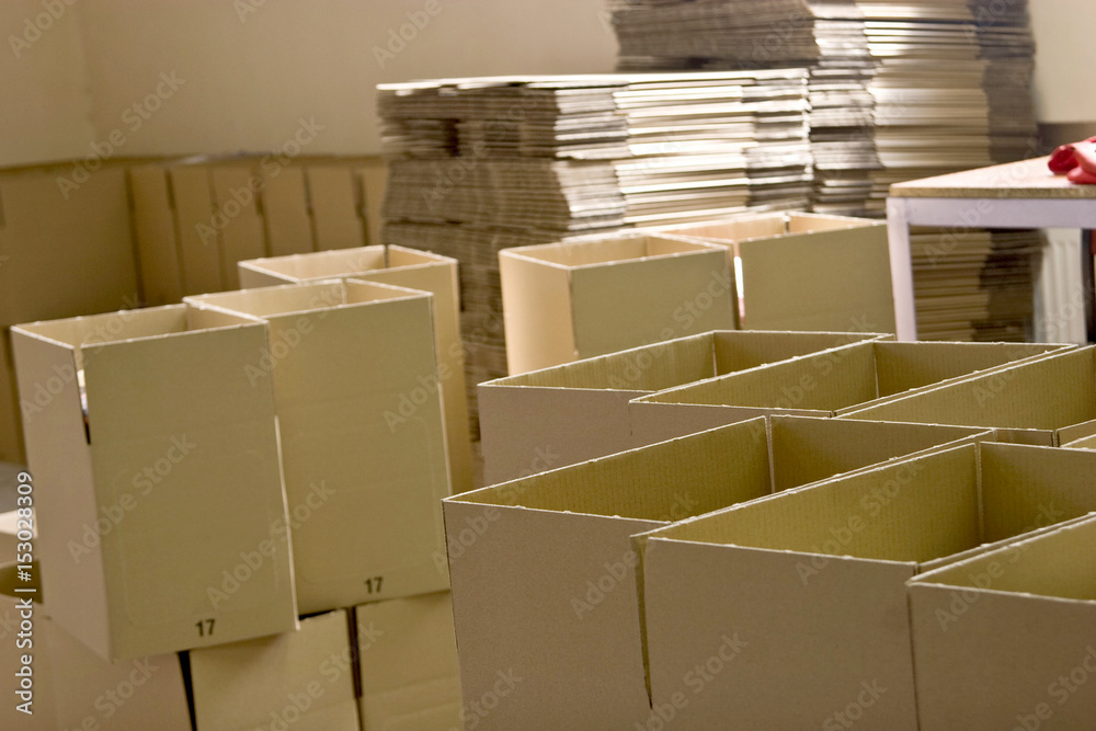Empty cardboard boxes in the shop Empty cardboard boxes in the shop