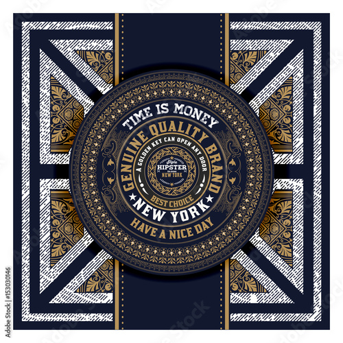 Retro label with floral background