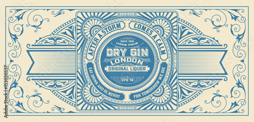 Gin label with floral frame