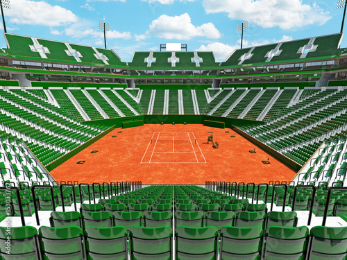 Tableau sur toile 3d render of beautiful modern tennis clay court grand slam lookalike stadium wit
