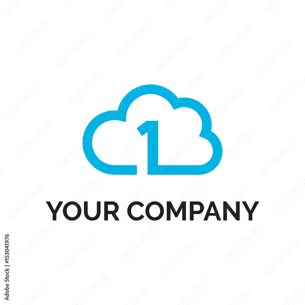 number 1 cloud line logo vector number 1 cloud line logo vector