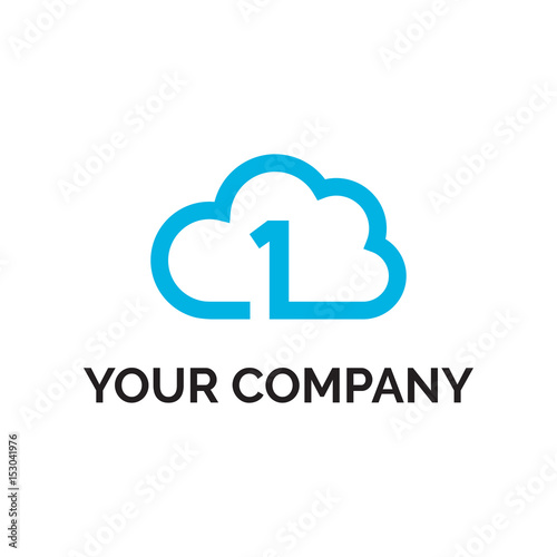 number 1 cloud line logo vector