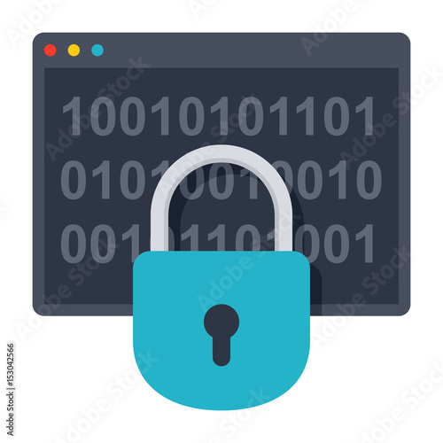 Cryptography concept with window program and lock, vector illustrations in flat style photo