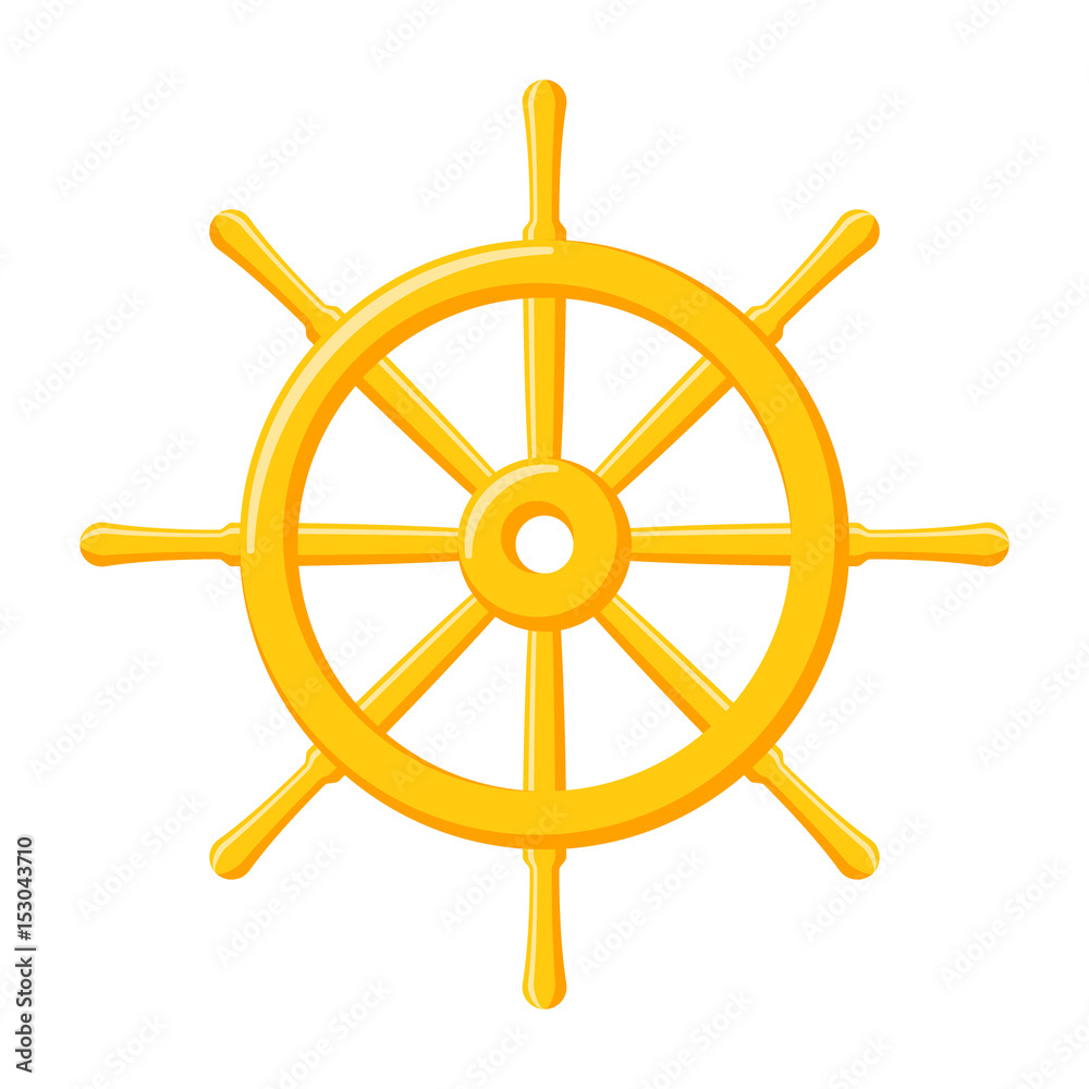 Ships wheel, vector illustration in flat style